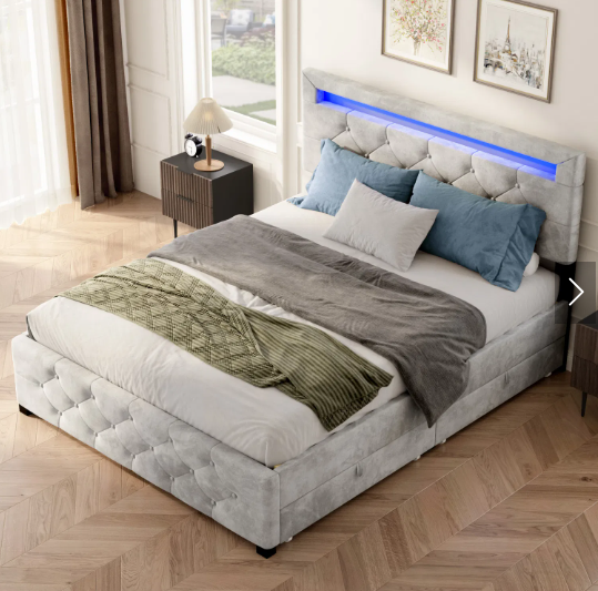 VelvetGlow Storage Bed