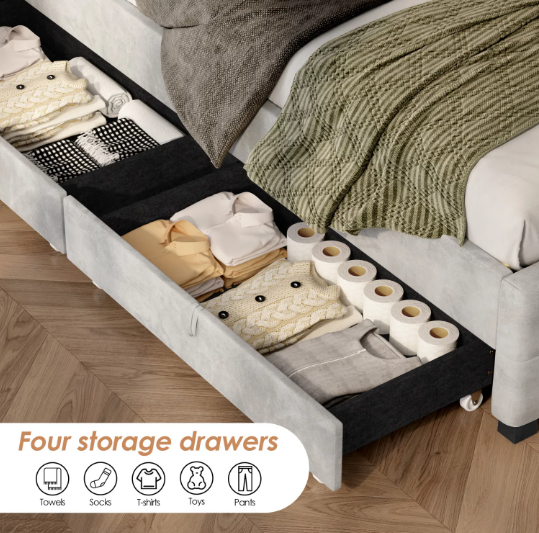 VelvetGlow Storage Bed