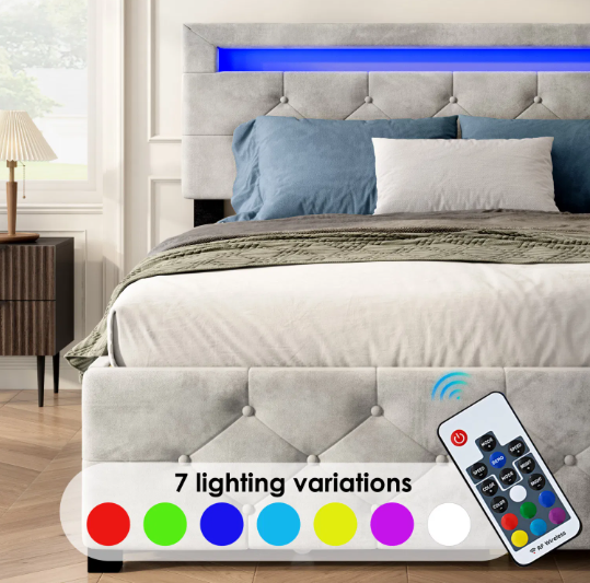 VelvetGlow Storage Bed