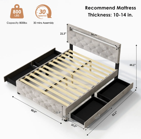 VelvetGlow Storage Bed